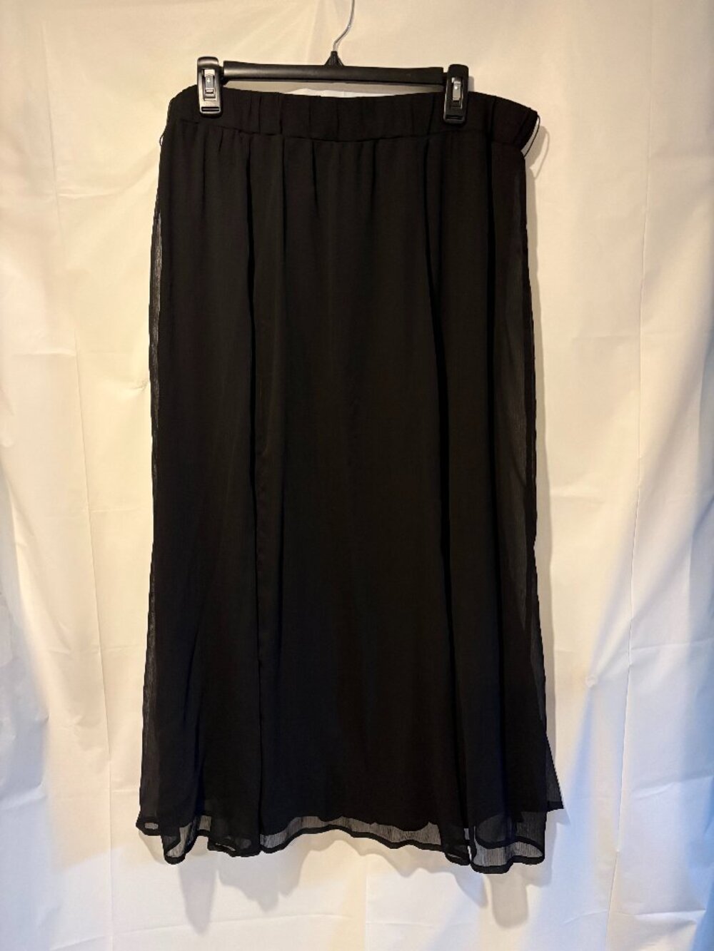 Womens Christopher & Banks Size XL Black Chiffon Maxi Skirt